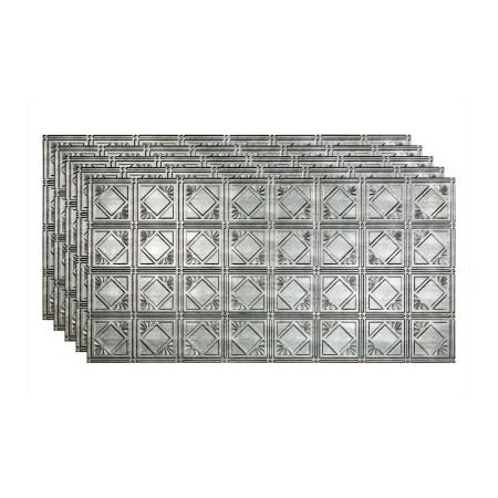 Acoustic Ceiling Products Fasade Traditional Syle # 4 - 48-3/8" x 24-3/8" PVC Glue Up Tile in Crosshatch Silver - PG5321